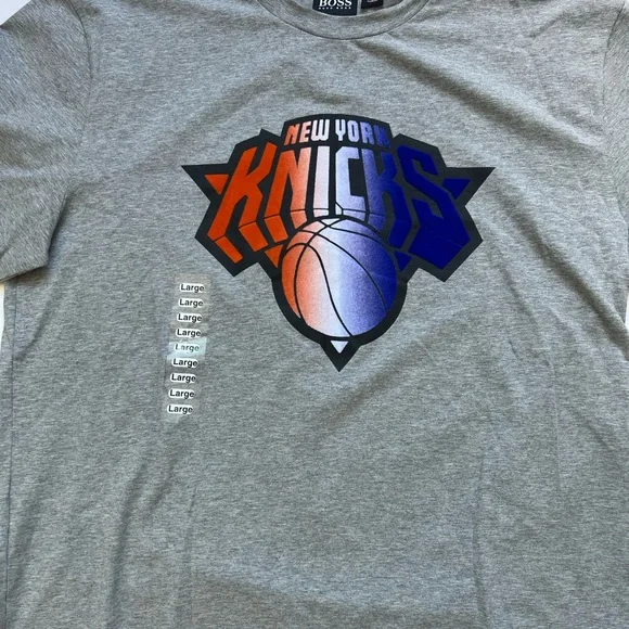 Boss mens Grey T-Shirt with Knicks Logo - Picture 3 of 6